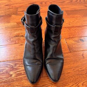 Saint Laurent Black Wyatt Jodhpur Leather Ankle Boots